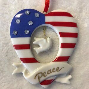 Avon Stars and Stripes Peace Ornament 3"‎ X 2.5"
